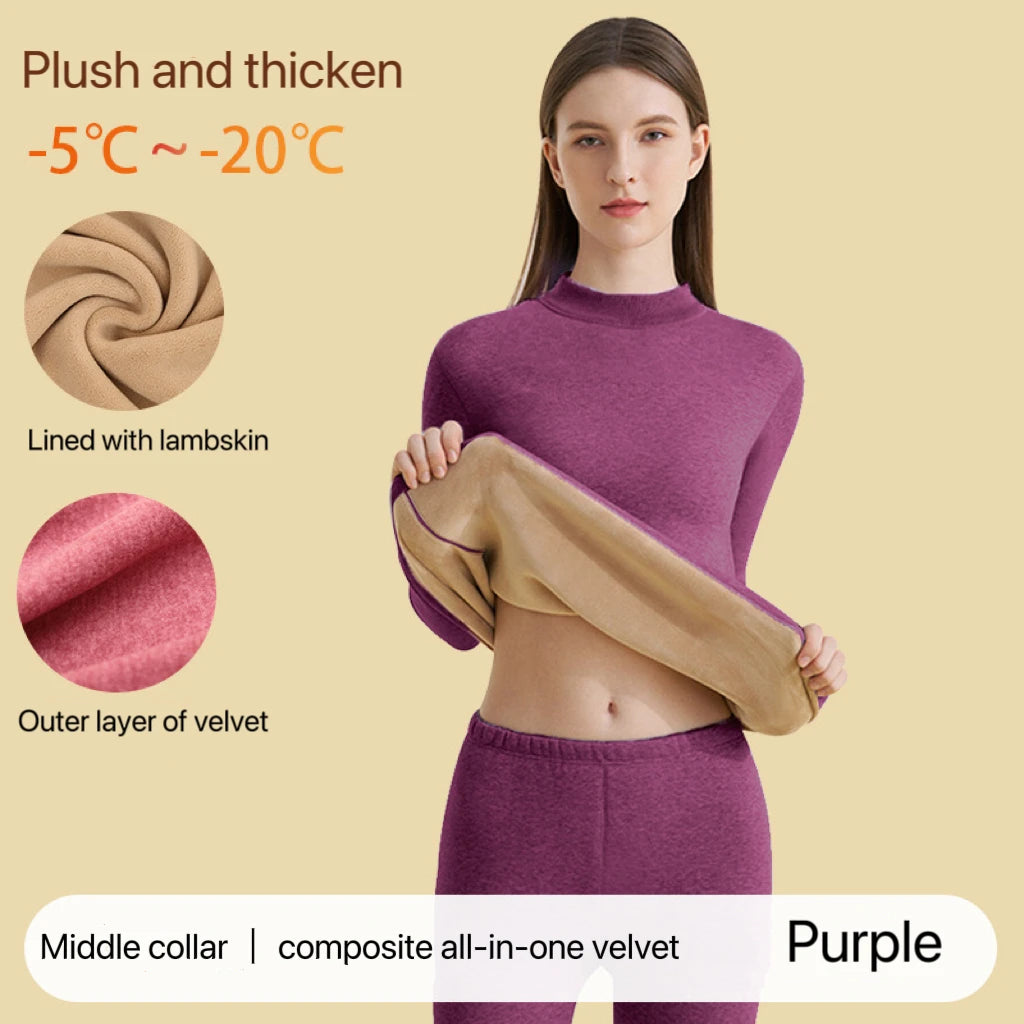 Ensemble Thermique Ultra-Épais Femme - Sous-Vêtement Technique Hiver Sans Couture