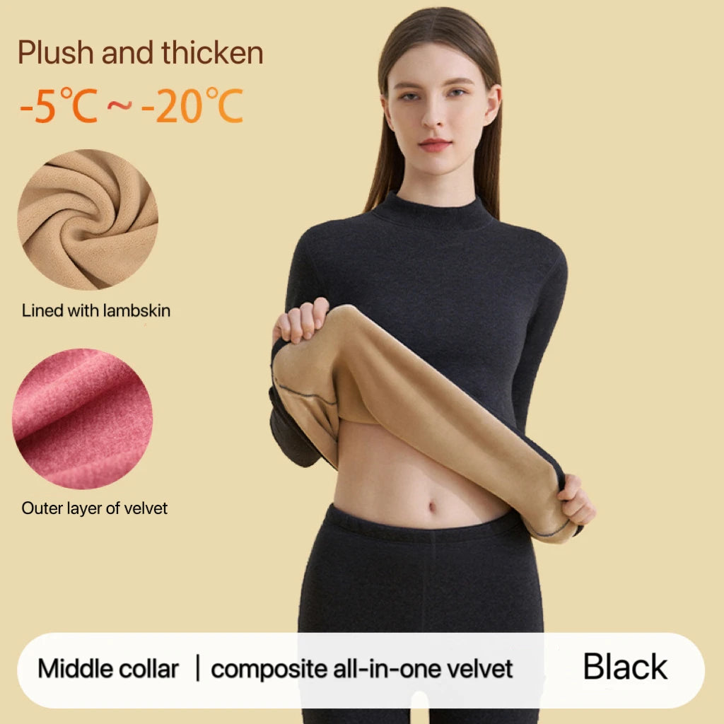 Ensemble Thermique Ultra-Épais Femme - Sous-Vêtement Technique Hiver Sans Couture